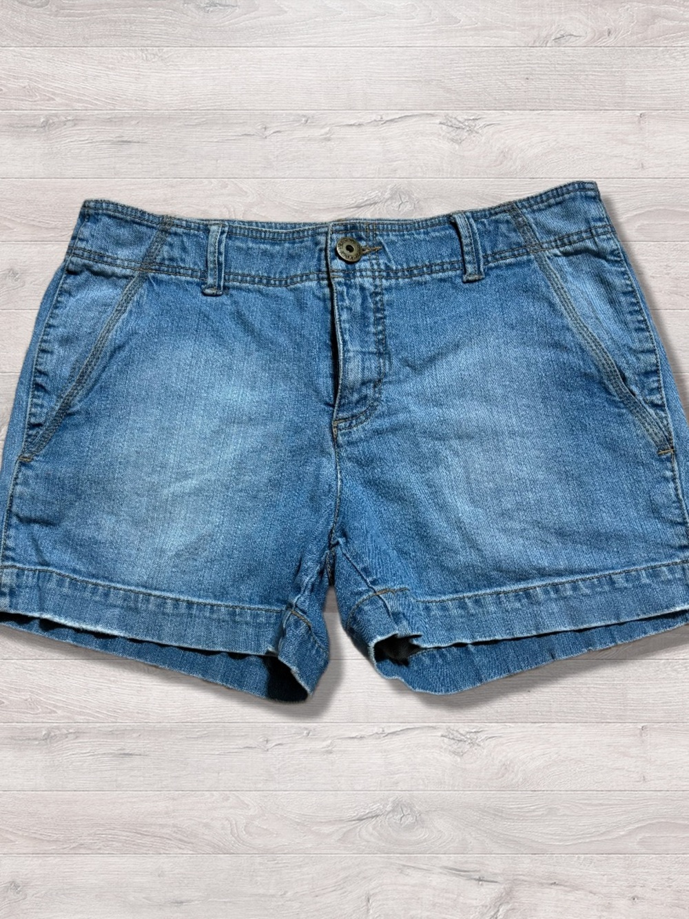 Faded Glory Y2K Vintage Blue Denim Mom Shorts Size 12 Stretch